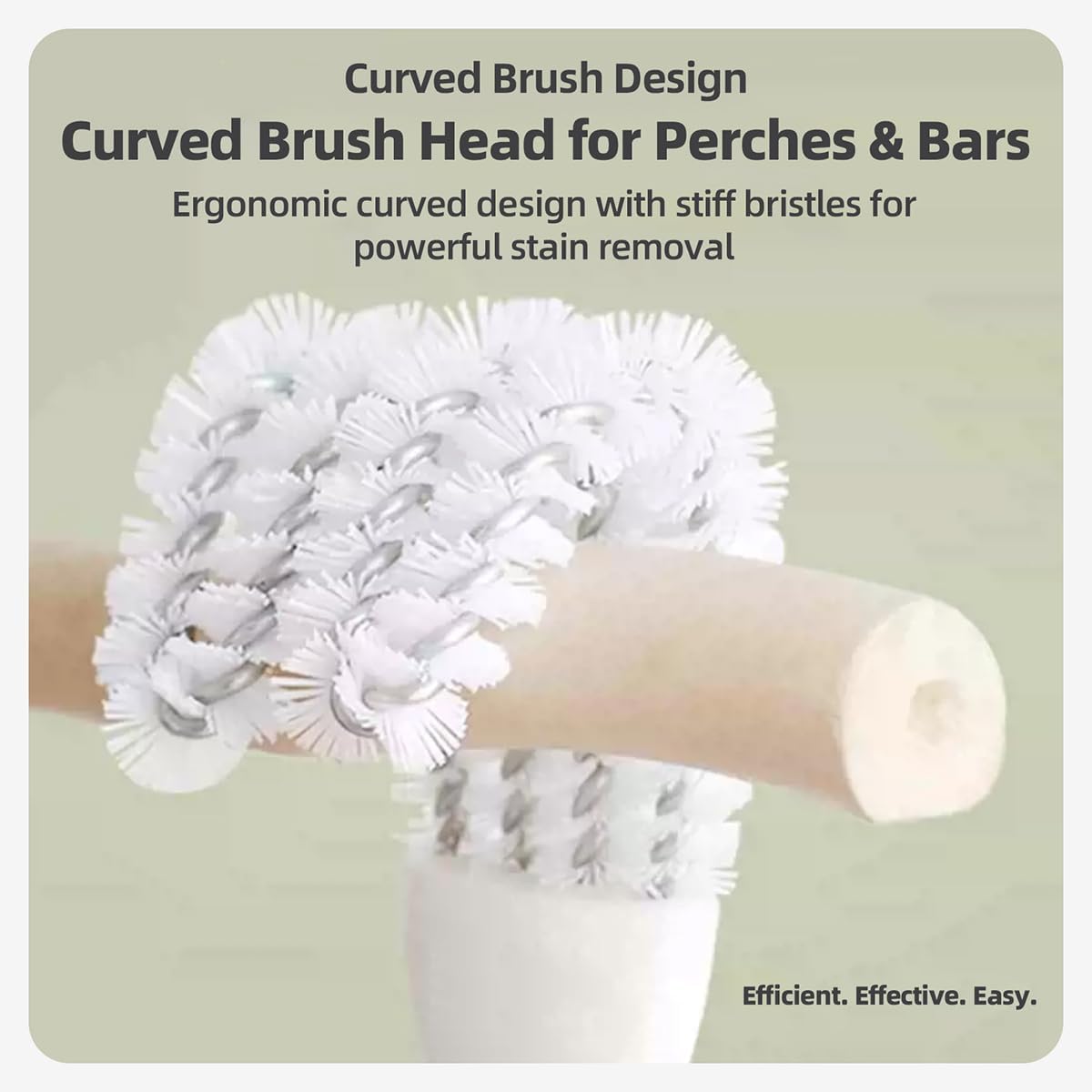 MANON ROSA 2-in-1 Bird Cage Cleaner Brush & Scoop with Long Handle and Curved Brush Head - for Parrot Perch, Kennel Cage Cleaning, Bird Cage Accessories Maintenance