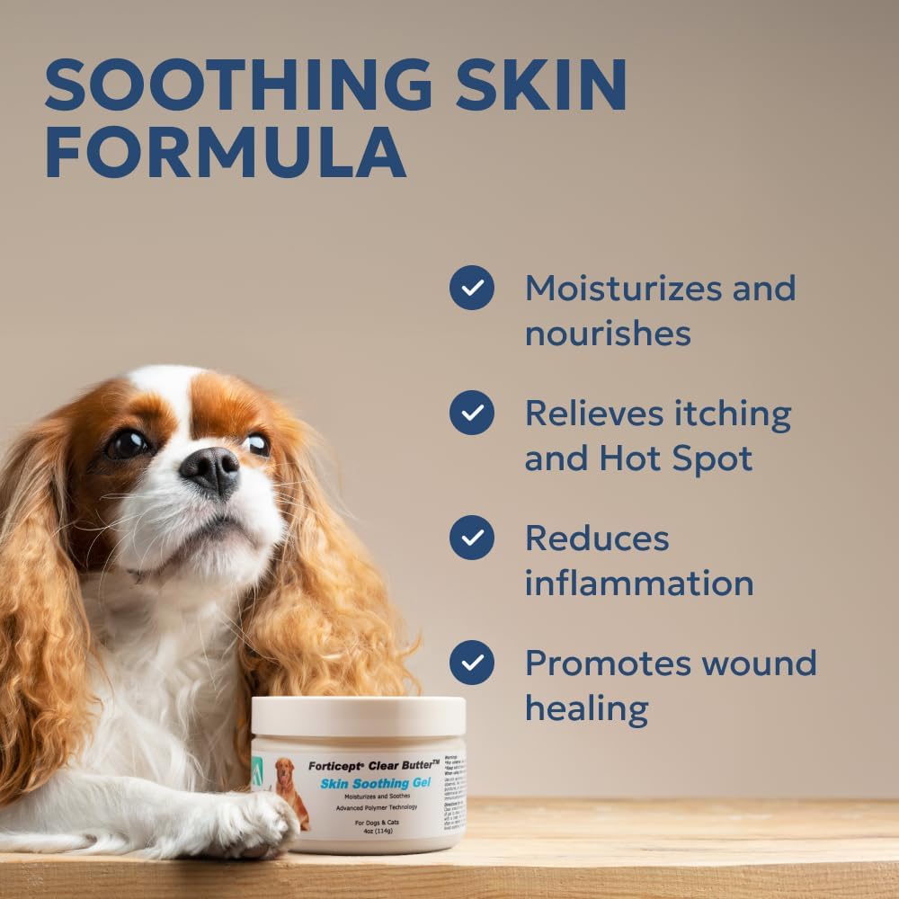 Forticept Clear Butter Dog Hot Spot Treatment Hydro Gel, Heals Dog Wound, Helps with Skin Yeast Infections, Ringworm, Insects Bites, Cuts, Rashes, Skin Allergy, 4 Ounces