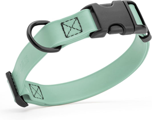Dogline Biothane Waterproof Dog Collar with Quick Release Buckle Strong Coated Nylon Webbing with Odor- Proof for Easy Care Easy to Clean Fits Small Medium Large Dogs, Sage Green 1" W 15-23" L