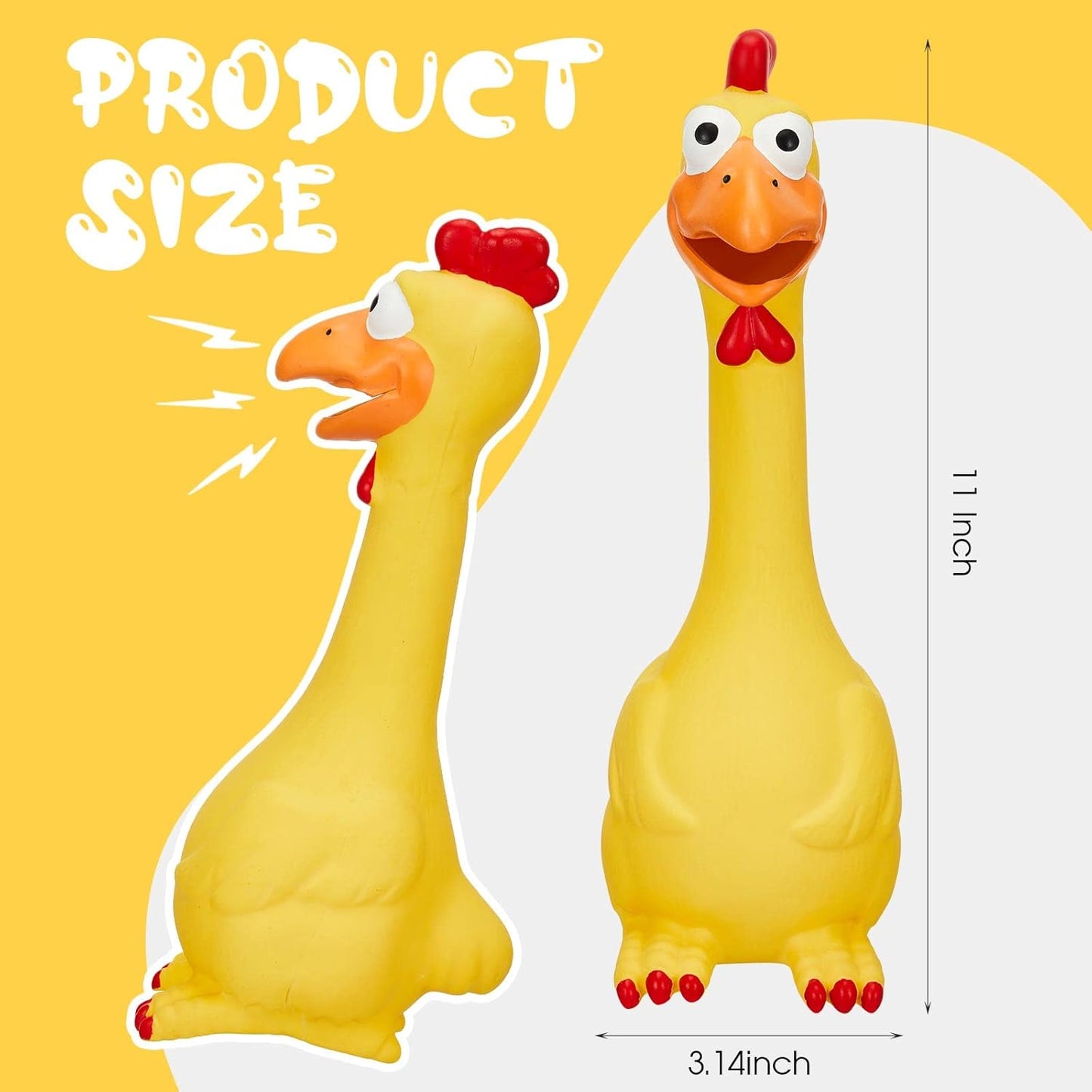 Hungdao 1 Pcs Horse Toys Latex Squeaky Squeeze Chicken Squeak Turkey Balls for Play Fake Screaming Chicken Toys for Horses Soccer Ball for Reduce Separation Anxiety Noise Maker (Yellow)