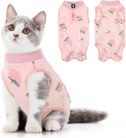 SUNFURA Cat Recovery Suit, Kitten Surgical Full Bodysuit for Abdominal Wound Protector Anti Licking After Surgery, Professional Bandages Cone E-Collar Alternative for Small Male & Female Pets
