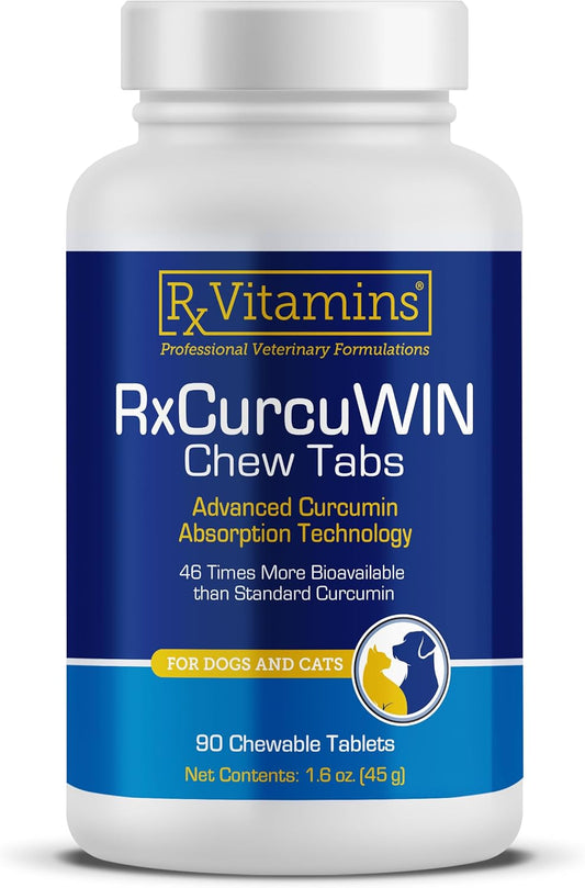 Rx Vitamins CurcuWIN - Curcumin for Dogs & Cats - Vitamins and Supplements, Allergy Relief - Provides Immune Support & Aids Digestive Support - Joint Supplement - 90ct