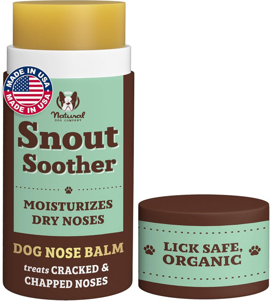 Natural Dog Company Snout Soother, Dog Nose Balm, Wax & Cream for Dry, Cracked Noses, Heals & Moisturizes with Shea Butter & Coconut Oil, Lick-Safe Nose Butter, Made in USA, 2 oz. Stick