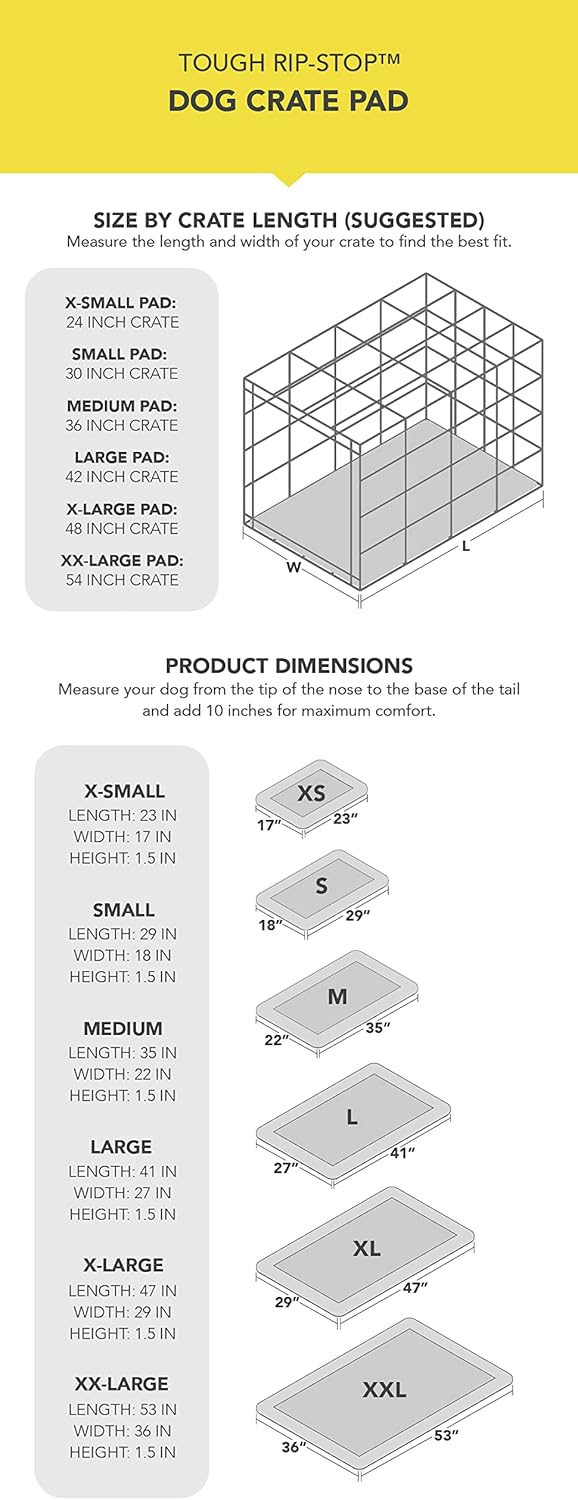 K9 Ballistics Tough Ripstop Dog Crate Pad - Durable & Machine Washable with Non-Skid Bottom and 120-Day Warranty, Fits 36" Wire Crates - Medium Obsidian Black