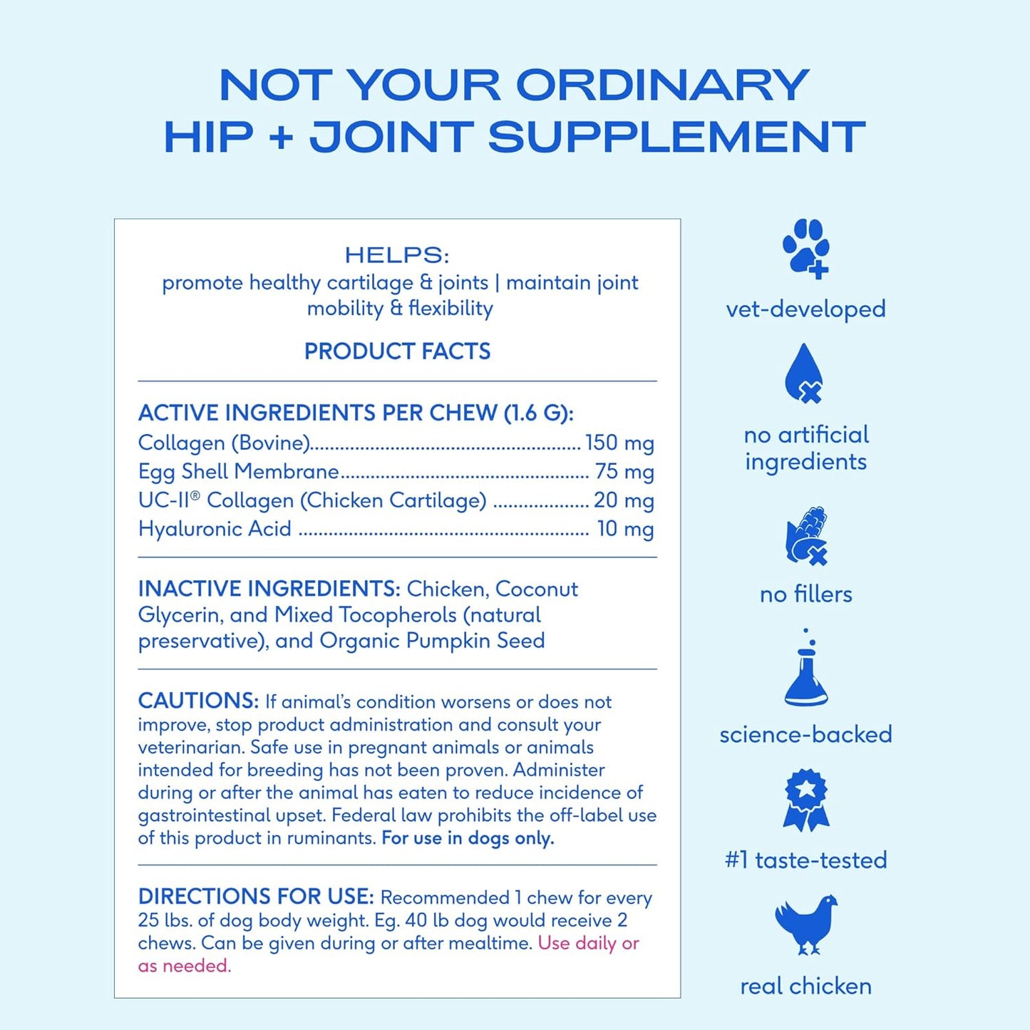 Native Pet Hip & Joint Supplement for Dogs - Advanced Dog Joint & Arthritis Supplement - Helps Maintain Healthy Cartilage, Joint Flexibility, Lubrication, & Function - with ESM & Collagen - 120 Chews