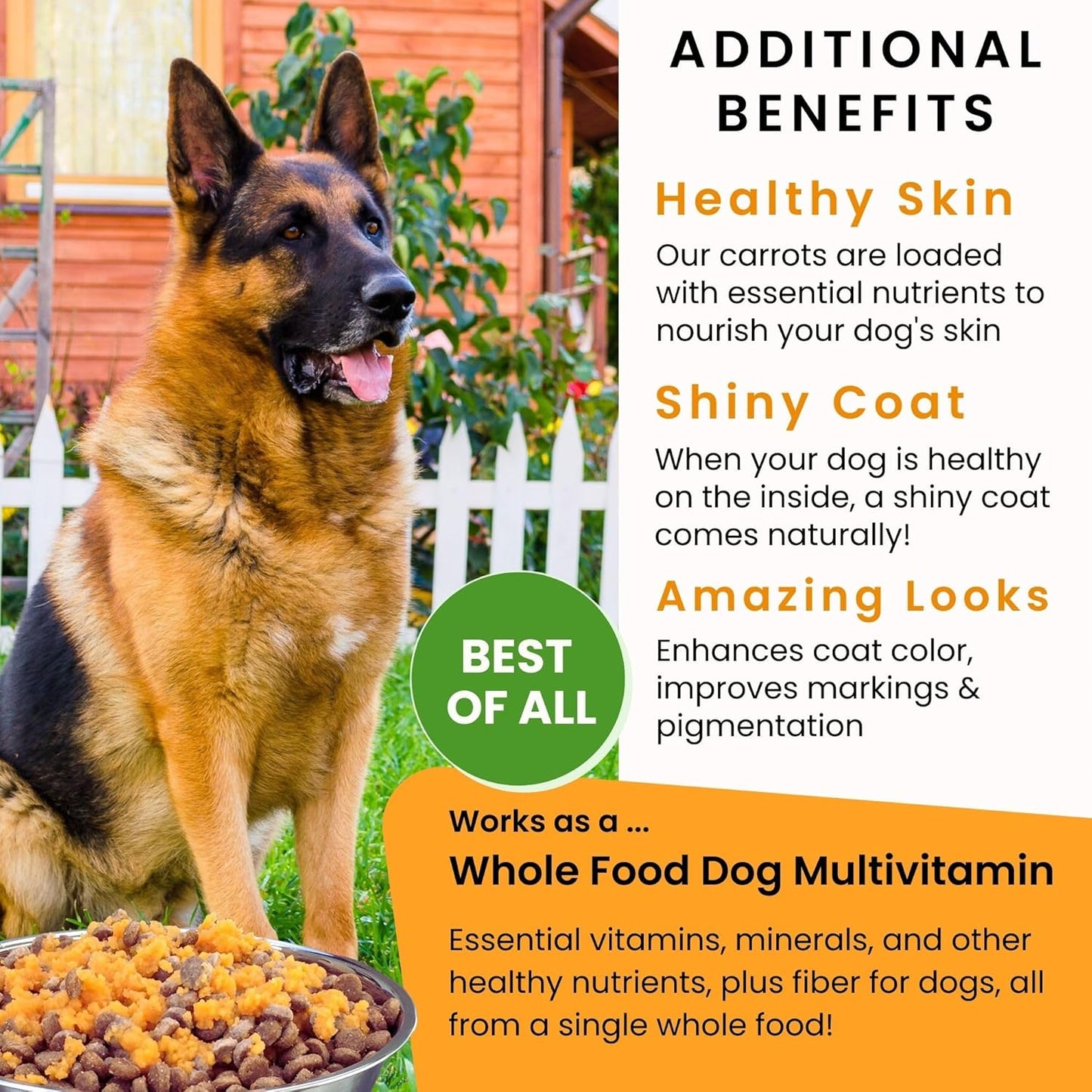 Olewo Original Carrots for Dogs – Fiber for Perfect Poop, Dehydrated Dog Food Toppers for Picky Eaters, Natural Skin & Coat Support, Multivitamin, Probiotics for Digestive & Gut Health, 2.2 lbs